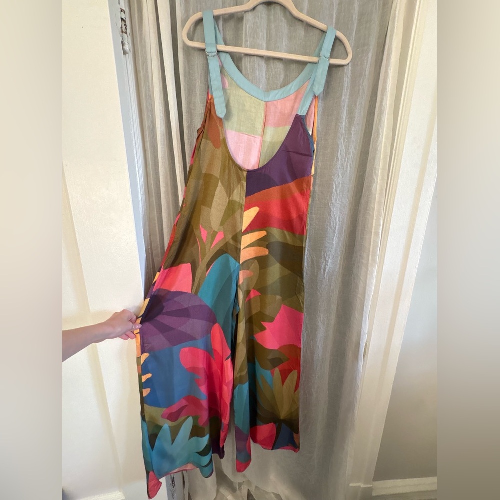 Farm Rio Anthropologie Multicolor Abstract Floral Carioca Winter Jumpsuit size S - Picture 9 of 16